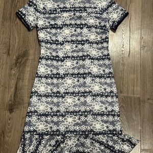 Tommy Hilfiger Navy and White Floral Lace Midi Dress